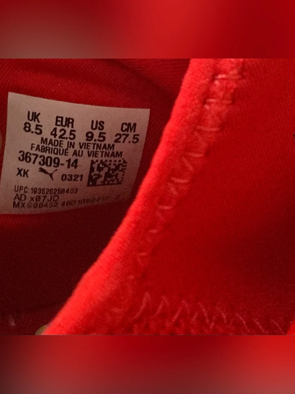 Puma Red Men's SZ 9.5 Athletic Sneakers comfort plus.